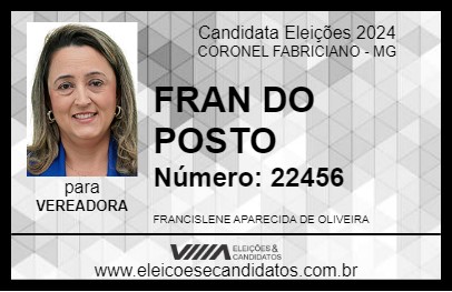 Candidato FRAN DO POSTO 2024 - CORONEL FABRICIANO - Eleições