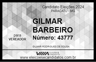 Candidato GILMAR BARBEIRO 2024 - PARACATU - Eleições