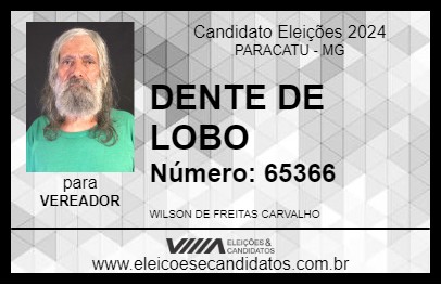 Candidato DENTE DE LOBO 2024 - PARACATU - Eleições