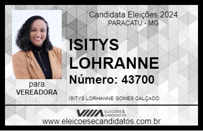 Candidato ISITYS LORHANNE 2024 - PARACATU - Eleições