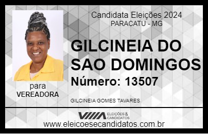 Candidato GILCINEIA DO SAO DOMINGOS 2024 - PARACATU - Eleições