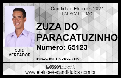 Candidato ZUZA DO PARACATUZINHO 2024 - PARACATU - Eleições