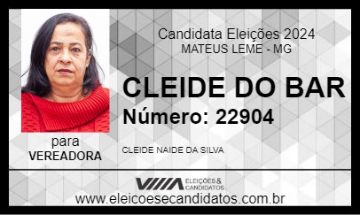 Candidato CLEIDE DO BAR 2024 - MATEUS LEME - Eleições