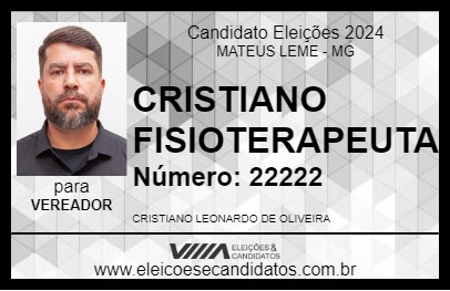 Candidato CRISTIANO FISIOTERAPEUTA 2024 - MATEUS LEME - Eleições