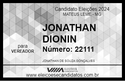 Candidato JONATHAN DIONIN 2024 - MATEUS LEME - Eleições