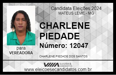 Candidato CHARLENE PIEDADE 2024 - MATEUS LEME - Eleições