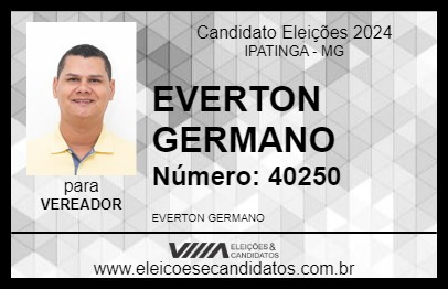 Candidato EVERTON GERMANO 2024 - IPATINGA - Eleições