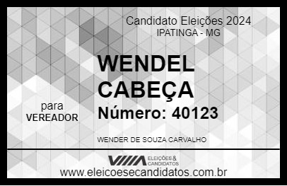 Candidato WENDEL CABEÇA 2024 - IPATINGA - Eleições