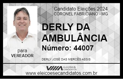 Candidato DERLY DA AMBULÂNCIA 2024 - CORONEL FABRICIANO - Eleições