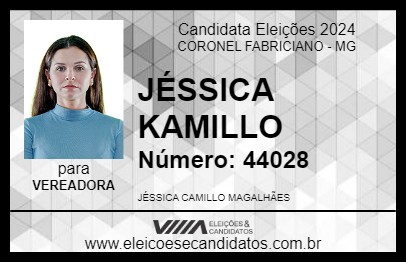 Candidato JÉSSICA KAMILLO 2024 - CORONEL FABRICIANO - Eleições