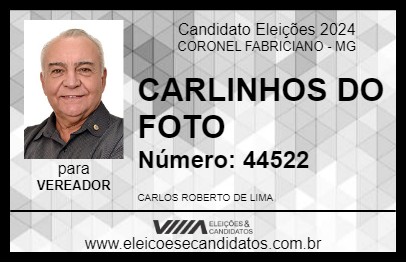 Candidato CARLINHOS DO FOTO 2024 - CORONEL FABRICIANO - Eleições