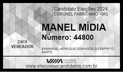 Candidato MANEL MÍDIA 2024 - CORONEL FABRICIANO - Eleições