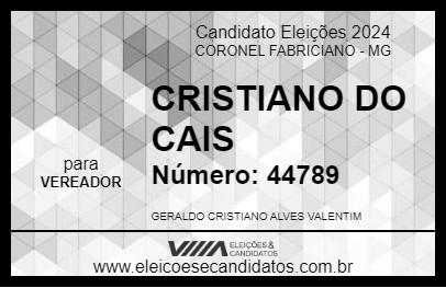 Candidato CRISTIANO DO CAIS 2024 - CORONEL FABRICIANO - Eleições