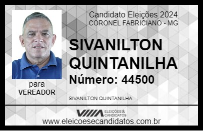 Candidato SIVANILTON QUINTANILHA 2024 - CORONEL FABRICIANO - Eleições