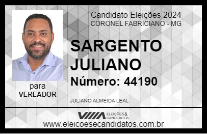 Candidato SARGENTO JULIANO 2024 - CORONEL FABRICIANO - Eleições