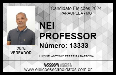 Candidato NEI PROFESSOR 2024 - PARAOPEBA - Eleições