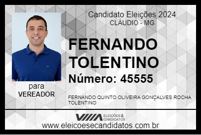 Candidato FERNANDO TOLENTINO 2024 - CLÁUDIO - Eleições