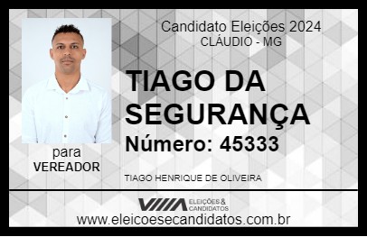 Candidato TIAGO DA SEGURANÇA 2024 - CLÁUDIO - Eleições