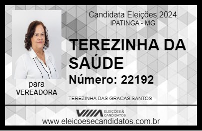 Candidato TEREZINHA DA SAÚDE 2024 - IPATINGA - Eleições