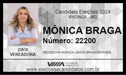 Candidato MÔNICA BRAGA 2024 - IPATINGA - Eleições