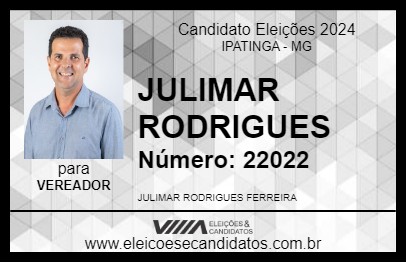 Candidato JULIMAR RODRIGUES 2024 - IPATINGA - Eleições