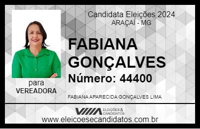 Candidato FABIANA GONÇALVES 2024 - ARAÇAÍ - Eleições