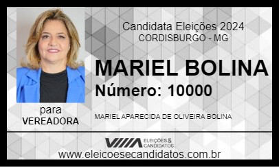 Candidato MARIEL BOLINA 2024 - CORDISBURGO - Eleições