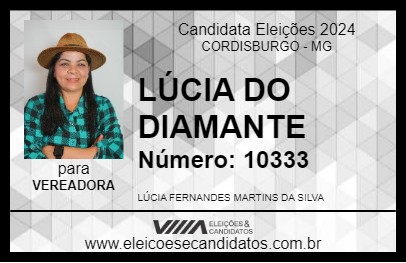 Candidato LÚCIA DO DIAMANTE 2024 - CORDISBURGO - Eleições