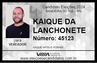 Candidato KAIQUE DA LANCHONETE 2024 - BANDEIRA DO SUL - Eleições