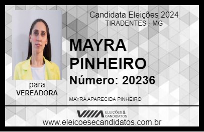 Candidato MAYRA PINHEIRO 2024 - TIRADENTES - Eleições