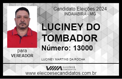 Candidato LUCINEY DO TOMBADOR 2024 - INDAIABIRA - Eleições