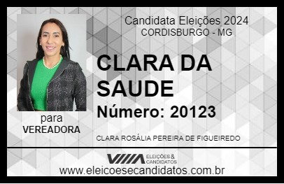 Candidato CLARA DA SAUDE 2024 - CORDISBURGO - Eleições