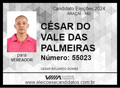 Candidato CÉSAR DO VALE DAS PALMEIRAS 2024 - ARAÇAÍ - Eleições