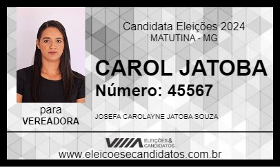 Candidato CAROL JATOBA 2024 - MATUTINA - Eleições