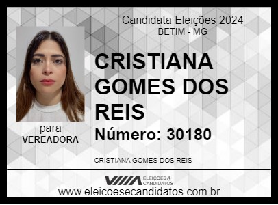 Candidato CRISTIANA GOMES DOS REIS 2024 - BETIM - Eleições