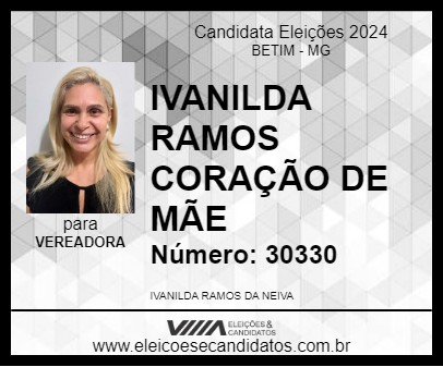 Candidato IVANILDA RAMOS CORAÇÃO DE MÃE 2024 - BETIM - Eleições