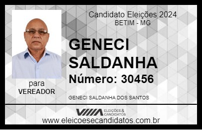 Candidato GENECI SALDANHA 2024 - BETIM - Eleições