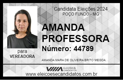 Candidato AMANDA PROFESSORA 2024 - POÇO FUNDO - Eleições