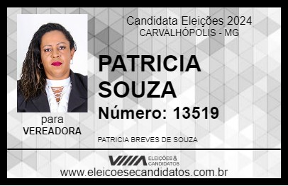 Candidato PATRICIA SOUZA 2024 - CARVALHÓPOLIS - Eleições