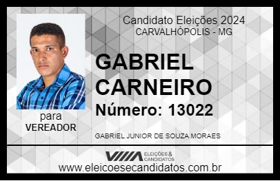 Candidato GABRIEL CARNEIRO 2024 - CARVALHÓPOLIS - Eleições