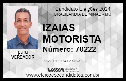 Candidato IZAIAS MOTORISTA 2024 - BRASILÂNDIA DE MINAS - Eleições