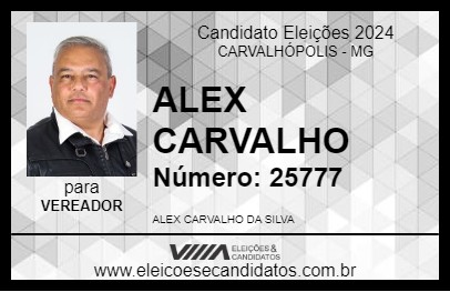 Candidato ALEX CARVALHO 2024 - CARVALHÓPOLIS - Eleições