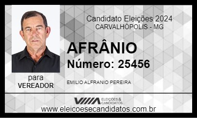 Candidato AFRÂNIO 2024 - CARVALHÓPOLIS - Eleições