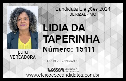 Candidato LIDIA DA TAPERINHA 2024 - BERIZAL - Eleições