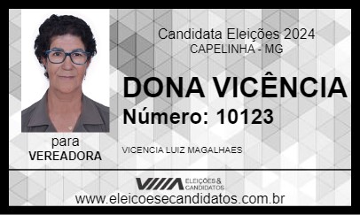 Candidato DONA VICÊNCIA 2024 - CAPELINHA - Eleições