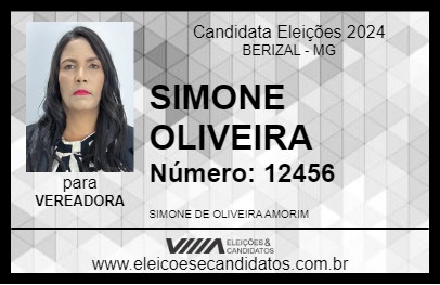 Candidato SIMONE OLIVEIRA 2024 - BERIZAL - Eleições