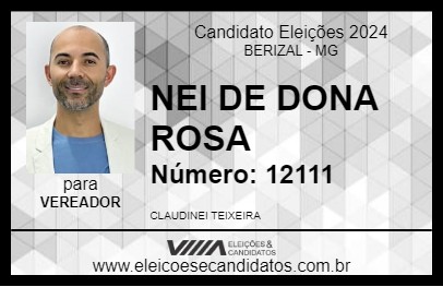 Candidato NEI DE DONA ROSA 2024 - BERIZAL - Eleições