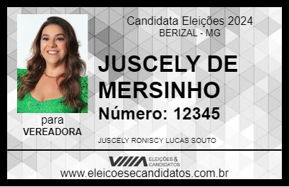 Candidato JUSCELY DE MERSINHO 2024 - BERIZAL - Eleições