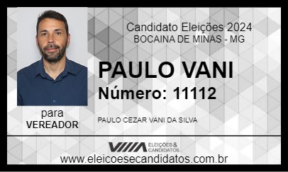 Candidato PAULO VANI 2024 - BOCAINA DE MINAS - Eleições