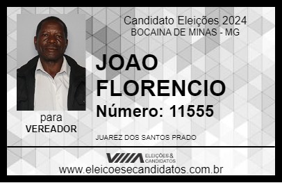 Candidato JOAO FLORENCIO 2024 - BOCAINA DE MINAS - Eleições